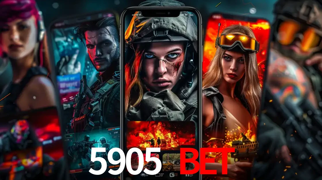 Montagem de telas de celular mostrando diversos personagens, masculinos e femininos, de um jogo de tiro, ilustrando a diversidade de equipes de e-sports para apostar no 5905 BET.