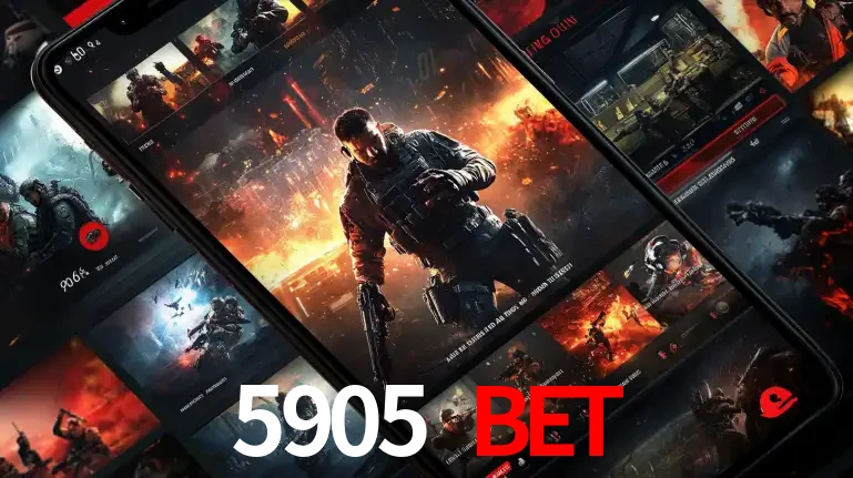 Tela de um celular exibindo uma galeria de jogos de tiro com temática militar, mostrando a variedade de e-sports disponíveis para apostas na plataforma de entretenimento 5905 BET.