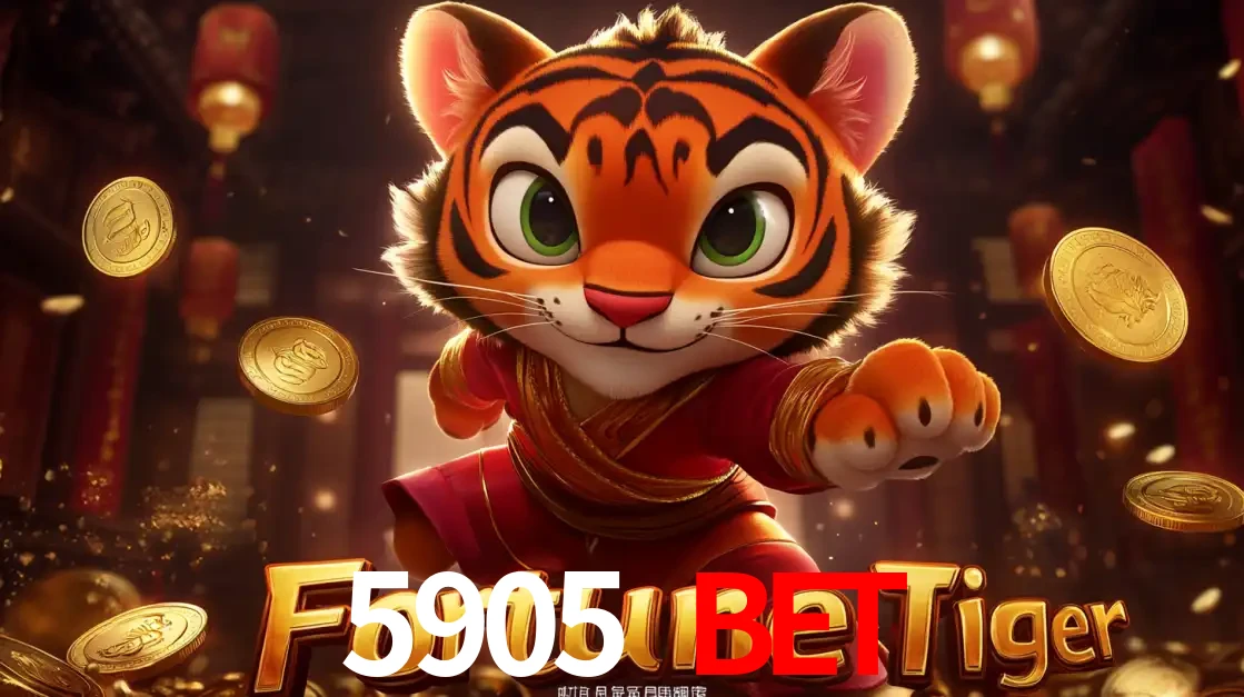 O carismático mascote do jogo de slot Fortune Tiger, um tigre fofo em pose de artes marciais, pronto para trazer sorte e multiplicadores de ganhos no cassino online 5905 BET.