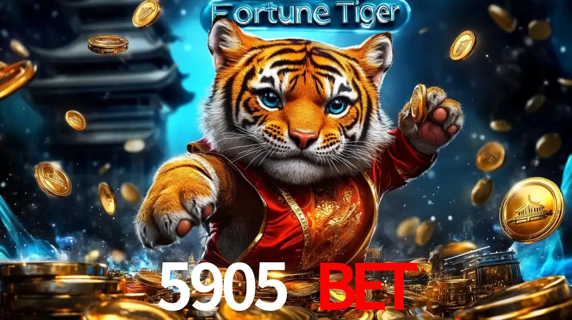 Imagem promocional do jogo de slot Fortune Tiger, com um tigre majestoso em traje tradicional cercado por uma fortuna em moedas de ouro, disponível agora no cassino 5905 BET.