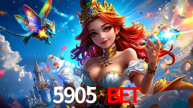 A princesa de um reino de fantasia mágico, com seu pequeno dragão, apresentando um mundo de prêmios encantados nos jogos de caça-níqueis do cassino 5905 BET.